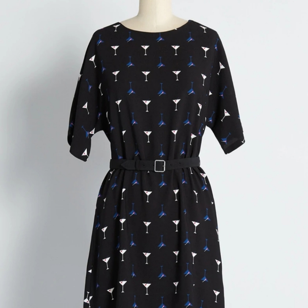 Modcloth Just A Little Something Belted Shift Dress, 2X